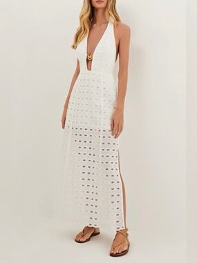 ViX Paula Hermanny Eyelet Maryse Cover-Up Maxi Dress NWT/NEW Large